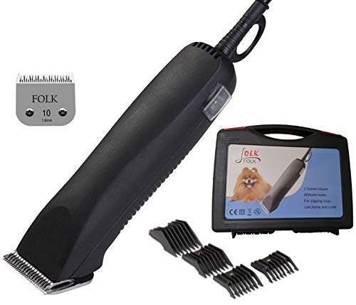 Folk Esquiladora descascada marca modelo FL4 de 45 w para cães, gatos, ampla gama de lâminas série A5. Kit (com 1 cabeça número 10)