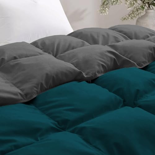 Image of Duel Tone Luxury Comfort 500 GSM Winter Comforter Double Bed Size 90 inchX100 inch - Quilt for Heavy Winter Comforter 500 GSM Microfiber Fill - Duvet /Blanket Double Bed - Teal /Dark Gray Color