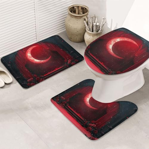 Juego de 3 alfombras de baño de estilo gótico alfombrilla lavable rosas 2