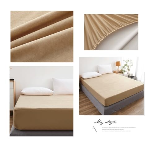 Colchón impermeable protector ajustable sabanas algodón de felpa oro 180x200x30cm para cama 3