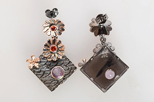 Boucles d'oreilles améthyste cornaline argent sterling 2 mm bijoux pierres femme