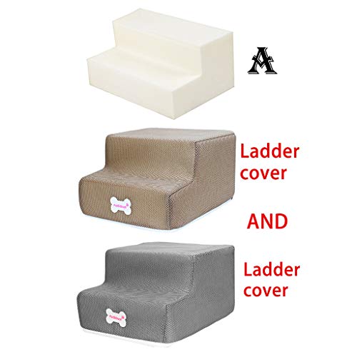 Rodam Doggy Steps Pet Easy 2 Steps Breathable Mesh Pet Stairs Easy Dog Stairs Soft Foam Feeling Step Foldable Pet Stairs Steps for Dogs & Cats Puppy & Kitty Ramp Perfect for Bed & Sofa - D