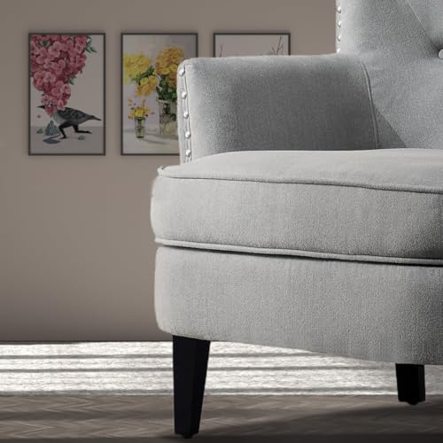 Image of Castora Upholstered Accent Chair for Living Room and Offices (Grey)