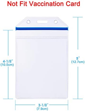 Wisdompro ID Card Holder, 10 Pack Clear Extra Thick Heavy Duty Vinyl Badge Holder with Ziplock for Multiple Cards - Blue Zip (Vertical)