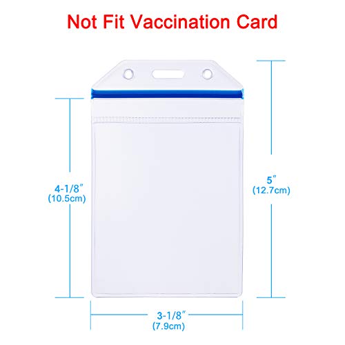 10 Pack Vertical Extra Thick Clear Id Badge Holder Card Holder With Resealable Zip For Multiple Cards (Vinyl Pvc) By Wisdompro - Blue Zip (4-1/8"*2-7/8" Inner Size) #TOP6