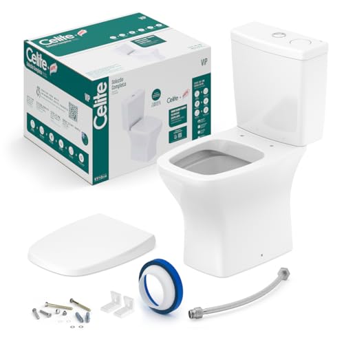 Celite, Kit Vaso Sanitário Rimless com Caixa Acoplada Smart Clean e Assento Soft Close Vip, Branco