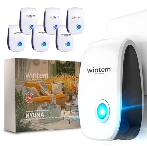 Lot de 6 répulsif pour Insectes, moustiques et Souris à ultrasons – Répulsif à ultrasons avec Couverture 12 m², sans Danger pour Enfants et Animaux – Anti-Insectes à Faible consommation d'énergie 5 W