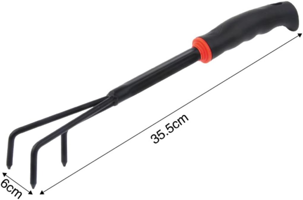 BESPORTBLE 6-Piece Garden Tool Set Black Plastic Handle Iron Small Shovel and Hoeing Rake for Gardening and Flower Bed Maintenance