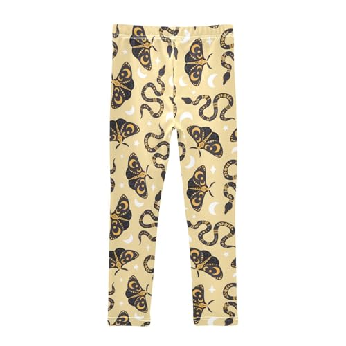 Moth and Snake Girls Leggings,Workout Leggings for Girls Toddler Athletic Leggings Size for 3-10T2