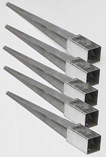 5er Set Pfostenträger 70x70 mm Einschlaghülse Bodenhülse feuerverzinkt für Holzpfosten Zaunpfosten Holzzaun Lamellenzaun wetterfest ohne Betonieren