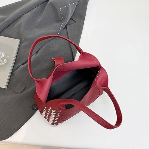 Sac à main rétro grand volume et cabas cuir synthétique à clous