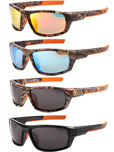 4 Pairs Camouflage Sport Fishing Sunglasses for Men Women Driving Fishing Cycling Running