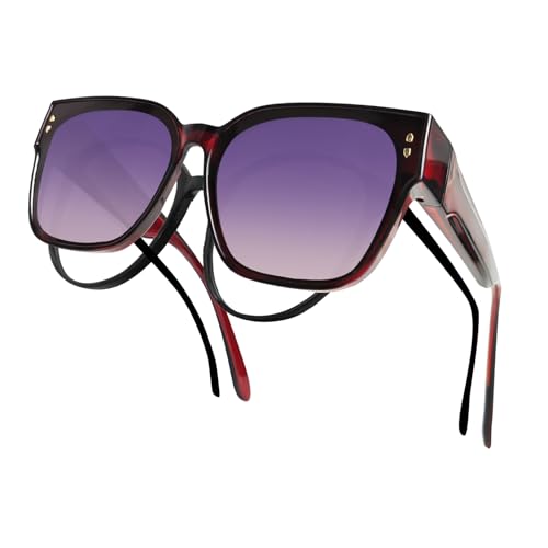 Polarized Fit Over Glasses Sunglasses for Women Men, Square Oversized Lightweight Shades for Driving Riding