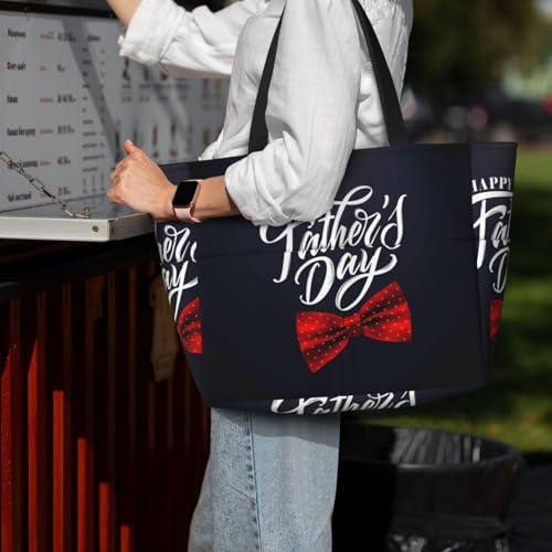 Happy Father's Day Print Large Beach Tote Bag for Women Extra Large Capacity Sandproof Waterproof Pool Bag Suitable for Swimming Pool Gym Groceries Travel 7