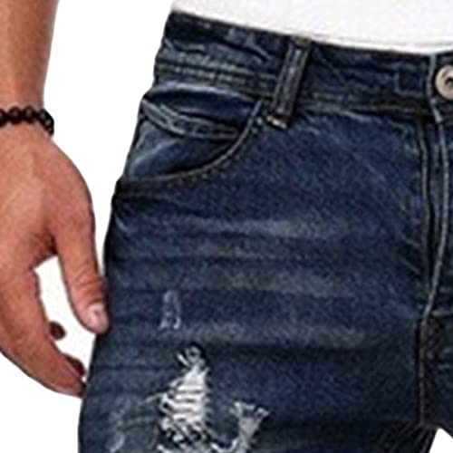 Maiyifu-GJ Men's Skinny Ripped Stretch Jeans Destroyed Distressed Tapered Leg Denim Pants Holes Slim Fit Biker Jean Trousers3