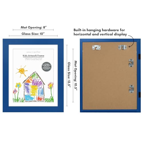 Image of Americanflat Kids Artwork Frame Changeable (Sapphire Blue) - Magnetic Door Holds 100 Art Pieces - 8.5x11 Letter Size Display with Mat or 10x12.5 Without Mat - My Mini Masterpiece (Pack of 8)