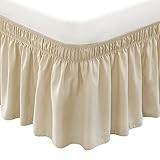 Capaniel Wrap Around Bed Skirt Light Beige for Queen Size Bed 15 Inches Drop Easy Fit Well with Adjustable Elastic Belt Wrinkle Free Dust Ruffles Fade Resistant