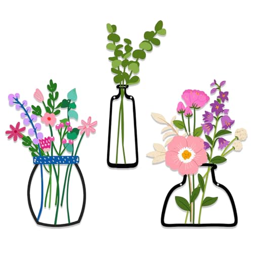 Decorazioni murali in metallo multicolore 3 pezzi Decorazioni murali con fiori in metallo Decorazioni rustiche per il soggiorno il bagno la camera da letto la sala da pranzo - Regali per la casa