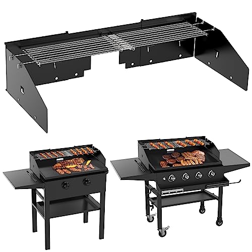 Universal Wind Guard and Warming Rack Set for Griddle From 28" to 36" without a Hood, Wind Screen and Cooking Grid Grill Accessories for Blackstone 36" and other Griddle with Rear Grease
