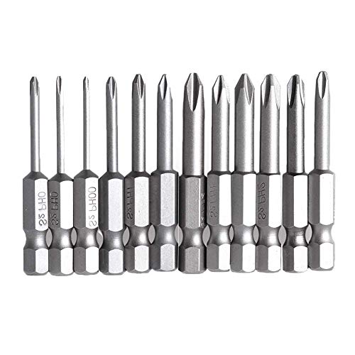 Eyech 12Pcs Phillips Head Screwdriver Bit Set 1 4 Inch Hex Shank Magnetic Cross Head Screw Driver Bit | 2 Inch length