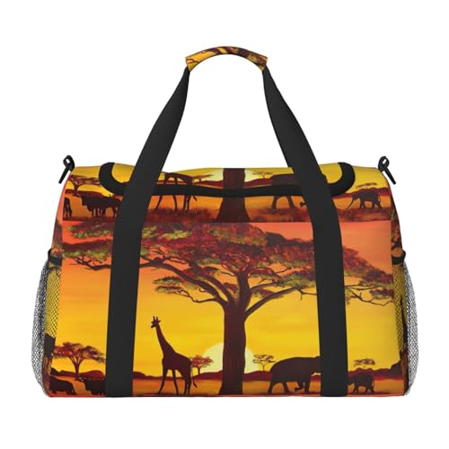 Sac de yoga imprimé coucher de soleil africain pour transporter toutes vos affaires