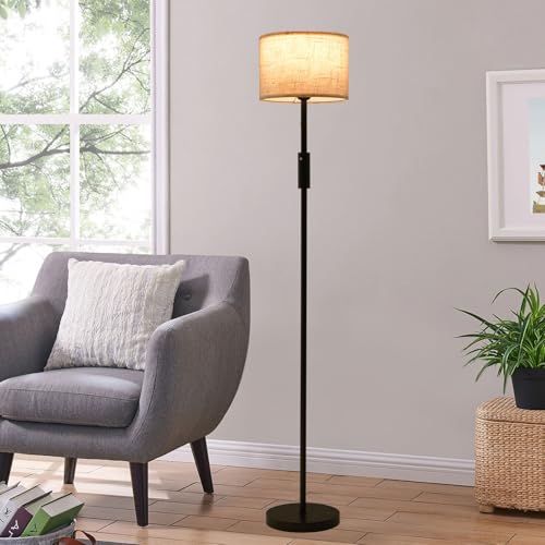 Lámpara de pie industrial de 5W con pantalla de lino antirreflejos para leer en el salón 2