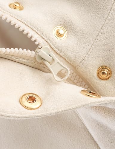 Womens Faux Suede Bomber Jackets Long Sleeve Stand Collar Zip Up Short Jacket Streetwear with Pockets3