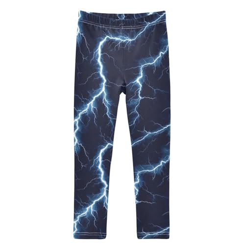 Blue Thunder Bolt Sparkling Girls Leggings Kids Yoga Pants Dance Active Tights 4T