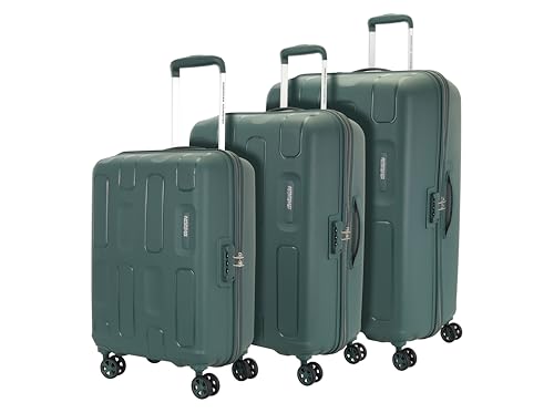 Image of American Tourister 3PC PP Ivy 2.0-8 Wheel, Set (Small + Medium + Large) Hard Suitcase for Travel /Trolley Bag with Combination Lock & Smooth Sliding Double Wheel - Forest Green, 55 Cm, 68 Cm, 79 Cm