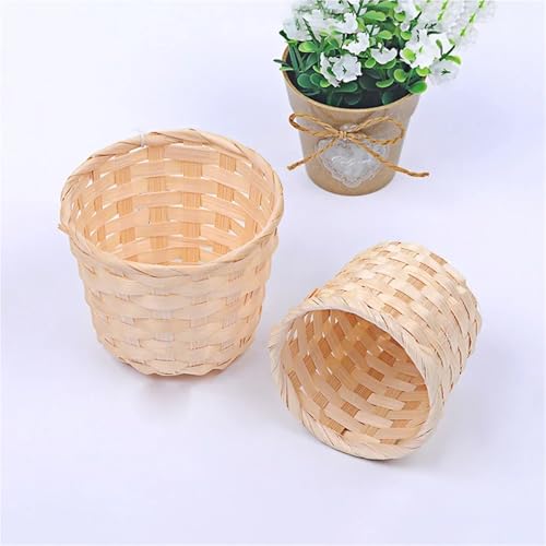 Cache pot rotin patchwork, panier en osier et pots de pépinière en herbier marin - 4