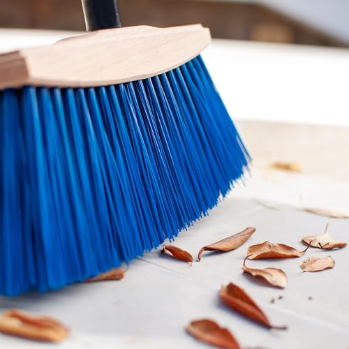 Outdoor Broom Head - Heavy Duty 9.85\" Sweeping Wooden Broom Head with Stiff Bristles - Fits Standard 3/4\" Threaded Handles - Ideal for Concrete Walkway, Patio, Deck, Driveway & Garage
