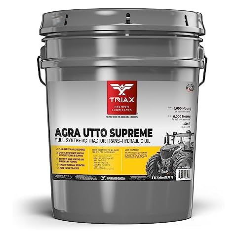 TRIAX Agra UTTO Supreme Universal Full Synthetic Tractor Hydraulic Transmission and Wet Brake Oil, All Season, Replaces 99% of OEM Tractor Fluids, Arctic Grade -52 F Cold Flow (5 Gallon Pail) Cover