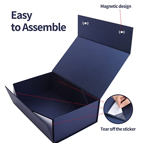 Giftgarden 4 Pack 12”X8”X4” Blue Gift Boxes With Magnetic Lids, Large Collapsible Gift Wrap Box Magnet Clourse For Presents, Mothers Day, Birthday, Wedding, Bridesmaid Groomsman Proposal Box #TOP2