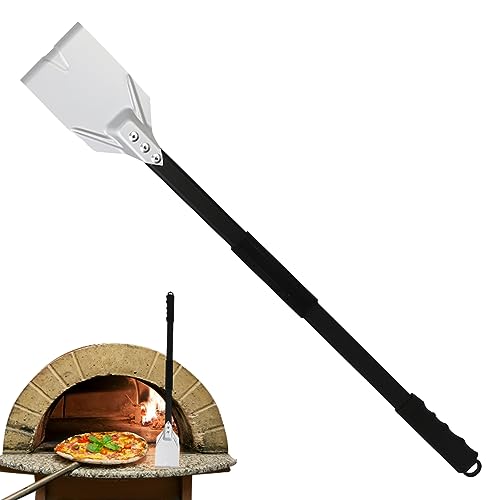 CUCUFA Pizza Oven Brush Charcoal Rake 31.89 Inch Detachable Pizza Oven Brush with Long Handle Heat-Resistant Pizza Oven Accessories with Hook for Baking BBQ Pinic Camping