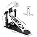 Facmogu Kick Drum Pedal, Double Chain Pedal Adjustable Percussion Hardware for Intense Play, Heavy-Duty Single Kick Bass Drum Pedal with Classic Felt Beater Stick & Drum Key for Beginner & Pro Drummer