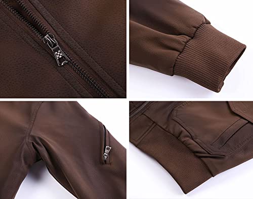 Men's Casual Faux Leather Motorcycle Jacket Stand Collar Fall Winter Jacket With Removable Hood #TOP3