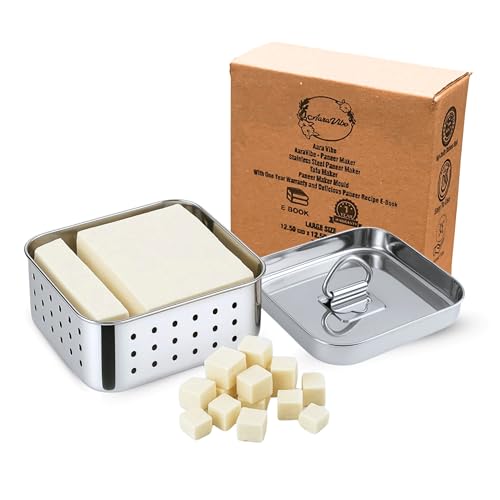 Image of Paneer Maker Steel | Paneer Maker | Paneer Maker Mould Press - 600ml (Large) Stainless Steel Square Press for Homemade Paneer, Tofu & Sprouts | 1 Year Warranty & Free Paneer Recipe eBook