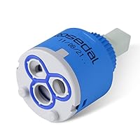ARCORA 35mm Keramik Kartusche mit flachem Sockel​, Kartusche Wasserhahn, Ersatzkartusche, Wasserhahn Ventile, 35mm StandardKartusche geeignet für Küchenarmatur und Waschtischarmatur, Blau, 1 Stück