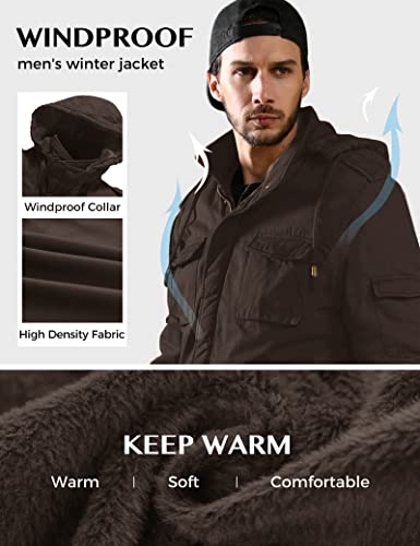 Image of WenVen Men's Winter Thickened Military Parka Jacket Warm Coat