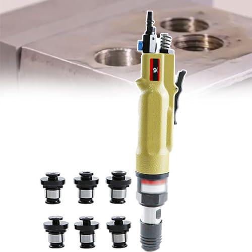 Máquina Perforadora Y Roscadora De Aire, Tamaño De Entrada De Aire: 1/4', Roscado Rápido + Soporte Hacia Adelante/atrás, Con 6 Mandriles Roscadores (M3-M12), Para Plástico/madera,A