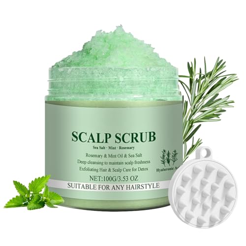 Scalp Scrub, Rosemary & Mint Scalp Exfoliator with Massager, Scalp Cleanser for Hair Growth & Detox, Scalp Treatment for Oily & Dry Scalp,Hair Scrub Shampoo for Deep Cleansing, Itchy & Dandruff Relief