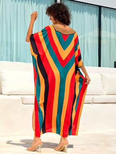 Image of NFVNKJ Women's Plus Size Beach Lounge Kaftan Maxi Dress Swimsuit Coverup for Women