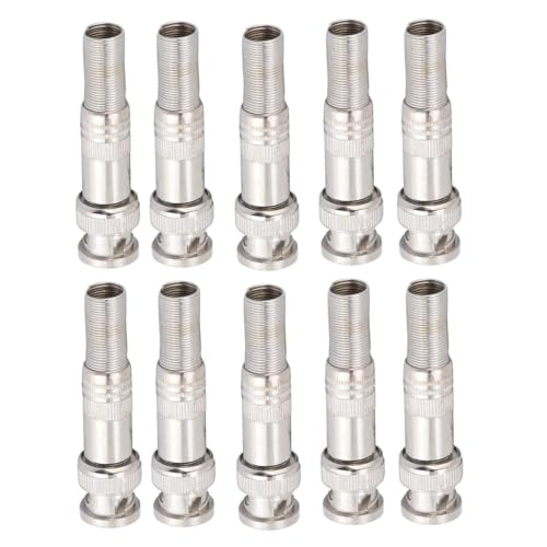 Image of MX BNC Male Connector - Full Metal with Spring, Durable Coaxial Adapter for CCTV, RF, Video & Audio Connections Silver Plated, 10-Pack