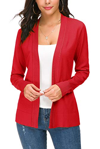 Image of EXCHIC Women's Long Sleeve Open Front Cardigan Sweater Lightweight Casual Knit Sweaters
