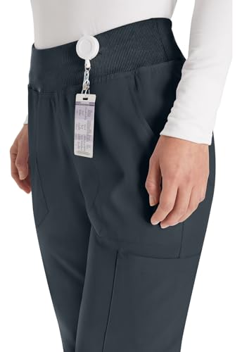 Dickies Women's Scrub Pants Natural Rise Tapered Leg Pull-On Bottoms with 7 Pockets and Knit Waistband DK005, L, Pewter - image 3