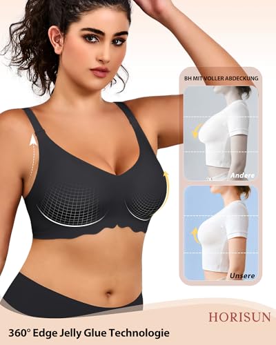 HORISUN Soutien-Gorge sans Armature, sans Couture, Bande Jelly 3D, Push-up Ultra Maintien, Anti-bourrelets sous Les Bras, Parfait pour Le Sommeil, Le Yoga et Tous Les Jours – vue 4