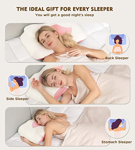 Osteo Cervical Pillow for Neck Pain Relief, Contour Support for Side Back Stomach Sleepers, Hollow Design Odorless Memory Foam Pillows with Cooling Case, Adjustable Orthopedic Bed Pillow for Sleeping