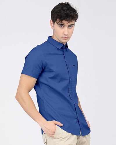 Image of BRUCEWANE Men's 100% Cotton Half Sleeve Shirt