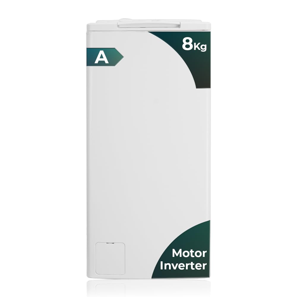 Svan Lavadora 8Kg Carga Superior Blanco SLCS8301AI. 1900W, 1300rpm, Motor Inverter, 16 Programas, Función Stop&Go, Clase de Eficiencia Energética A Etiqueta Energética