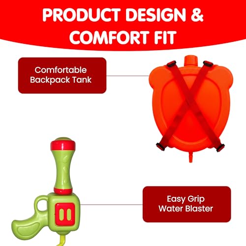 Image of Spider Water Gun with Backpack Tank for Babies, Kids - Cartoon Superhero Style Water Blaster Set with Adjustable Straps, Long Spray Range - Summer Outdoor Pool & Holi Toy
